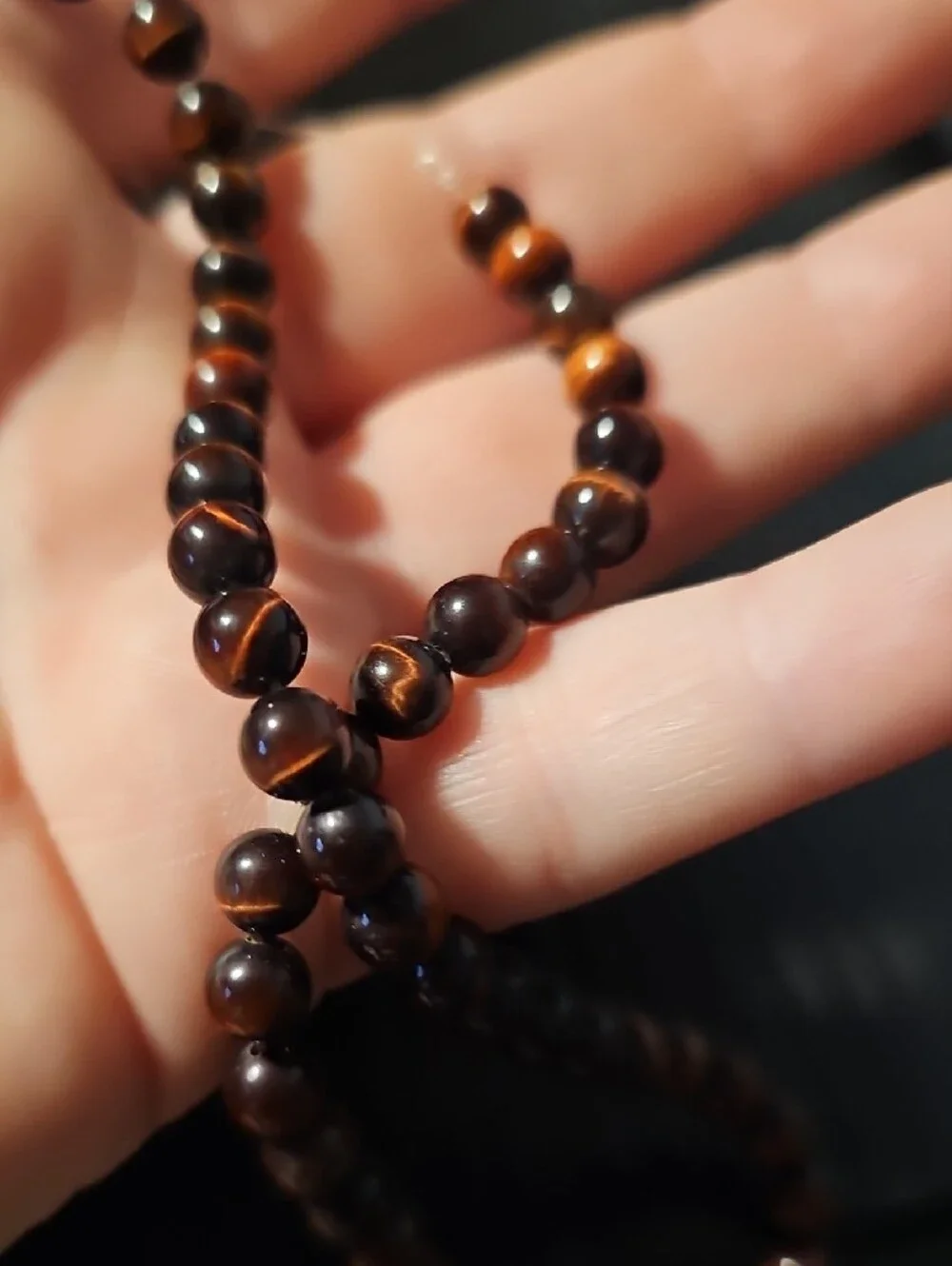 Vintage 1973 Red Tiger Eye (Ox Eye) 6 mm Gemstone Bead Strand